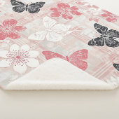 Vintage Botanical Butterfly Toile Pattern (3) シェルパブランケット (3/4)