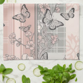 Vintage Botanical Butterfly Toile Pattern (4) キッチンタオル (折り畳み)
