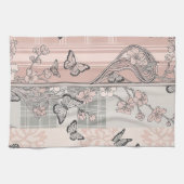 Vintage Botanical Butterfly Toile Pattern (4) キッチンタオル (横)