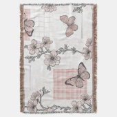 Vintage Botanical Butterfly Toile Pattern (5) スローブランケット (正面縦)