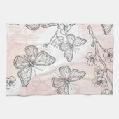 Vintage Botanical Butterfly Toile Pattern (6) キッチンタオル (横)