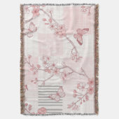 Vintage Botanical Butterfly Toile Pattern (7) スローブランケット (正面縦)
