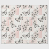 Vintage Botanical Butterfly Toile Pattern (7) ラッピングペーパー (フラット)