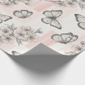 Vintage Botanical Butterfly Toile Pattern (7) ラッピングペーパー (角)