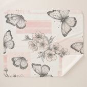 Vintage Botanical Butterfly Toile Pattern (9) シェルパブランケット (正面(横))