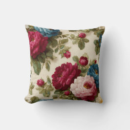 Vintage Botanical Chic Rustic Roses Decorative  クッション