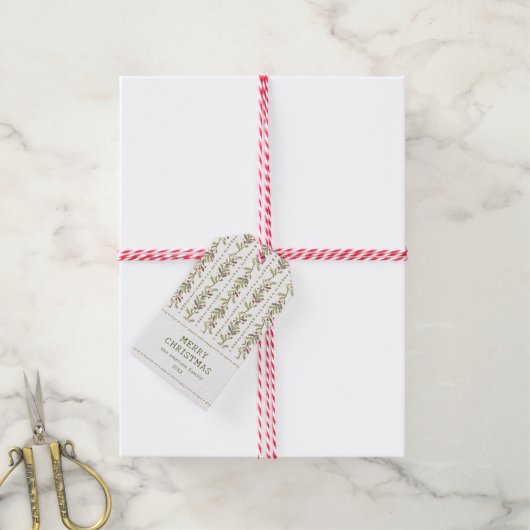 Vintage Botanical Christmas ギフトタグ (より糸付き)