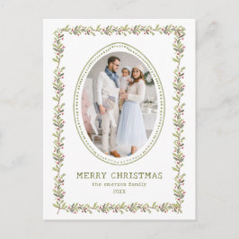 Vintage Botanical Christmas Postcard シーズンポストカード