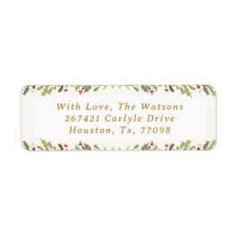 vintage botanical christmas return address ラベル