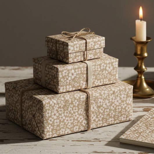 Vintage Botanical Cream Floral Wrapping Paper ラッピングペーパー