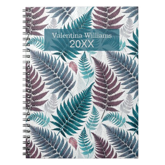 Vintage Botanical Fern Monogram ノートブック (正面)