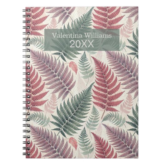 Vintage Botanical Fern Monogram ノートブック (正面)