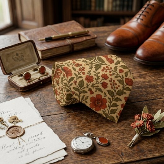 Vintage Botanical Floral ネクタイ