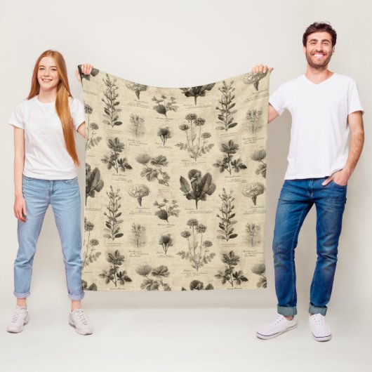 Vintage Botanical Floral Pattern (11) フリースブランケット (インサイチュ)