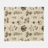 Vintage Botanical Floral Pattern (11) フリースブランケット (正面(横))