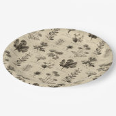 Vintage Botanical Floral Pattern (11) ペーパープレート (アングル)