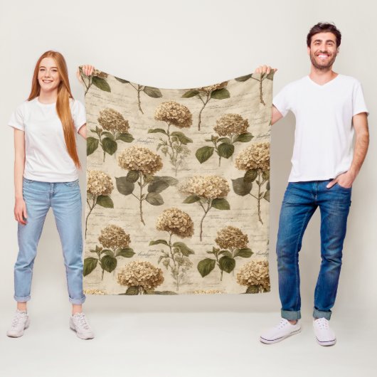 Vintage Botanical Floral Pattern (1) フリースブランケット (インサイチュ)