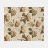 Vintage Botanical Floral Pattern (1) フリースブランケット (正面(横))