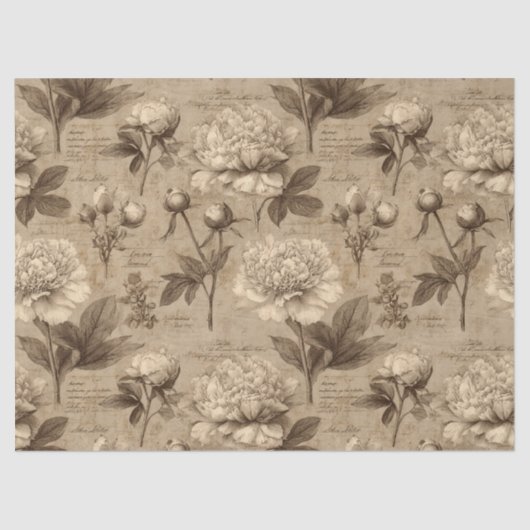 Vintage Botanical Floral Pattern (2) 薄葉紙 (正面)