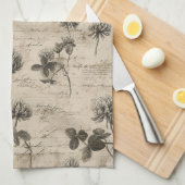 Vintage Botanical Floral Pattern (3) キッチンタオル (四つ折り)
