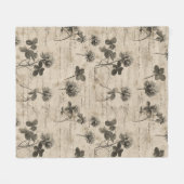 Vintage Botanical Floral Pattern (3) フリースブランケット (正面(横))