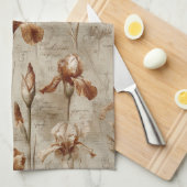 Vintage Botanical Floral Pattern (4) キッチンタオル (四つ折り)