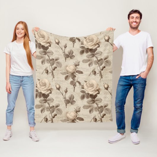 Vintage Botanical Floral Pattern (5) フリースブランケット (インサイチュ)