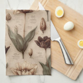 Vintage Botanical Floral Pattern (6) キッチンタオル (四つ折り)