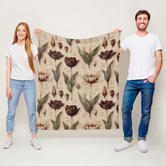 Vintage Botanical Floral Pattern (6) フリースブランケット (インサイチュ)