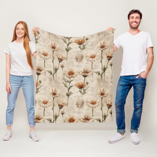 Vintage Botanical Floral Pattern (8) フリースブランケット (インサイチュ)