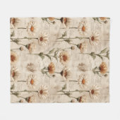 Vintage Botanical Floral Pattern (8) フリースブランケット (正面(横))