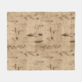 Vintage Botanical Floral Pattern (9) フリースブランケット (正面(横))