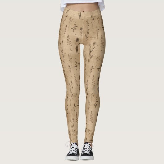 Vintage Botanical Floral Pattern (9) レギンス (正面)