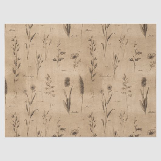 Vintage Botanical Floral Pattern (9) 薄葉紙 (正面)