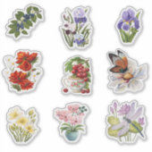 Vintage Botanical Flower & Berry Sticker Sheet シール (正面)
