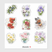 Vintage Botanical Flower & Berry Sticker Sheet シール (シート)