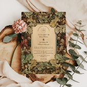 Vintage Botanical Foliage Wedding 招待状