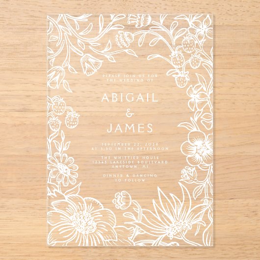 Vintage Botanical Frame Wedding アクリル招待状 (正面)