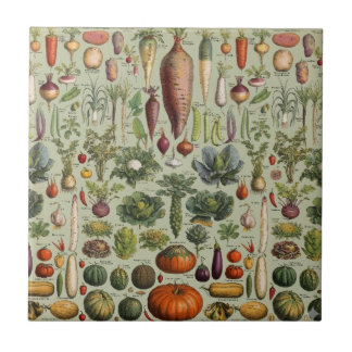 vintage botanical French garden vegetables  タイル