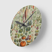 vintage botanical French garden vegetables  ラウンド壁時計 (傾斜)