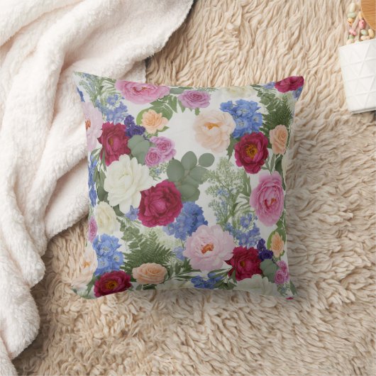 Vintage Botanical Garden Bouquet クッション (ブランケット)