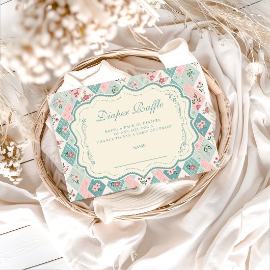 Vintage Botanical Garden Diapper Raffle エンクロージャーカード