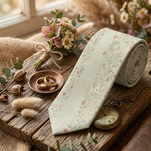 Vintage Botanical Garland Pattern ネクタイ