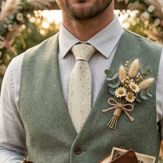 Vintage Botanical Garland Pattern ネクタイ