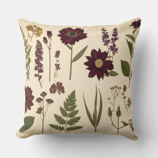 Vintage Botanical Gothic Library Cushion Pillow クッション (正面)