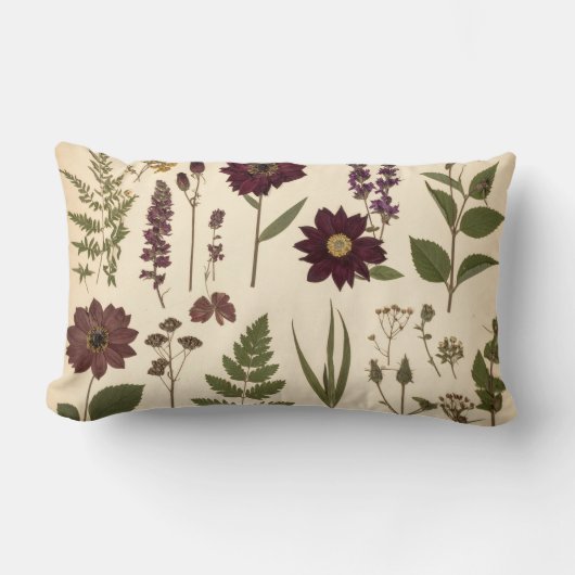 Vintage Botanical Gothic Library Cushion Pillow ランバークッション (正面)