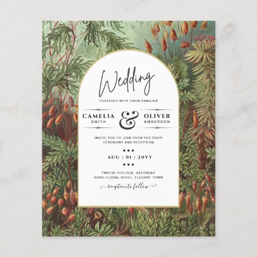 Vintage Botanical Green Terracotta Wedding invite チラシ (正面)