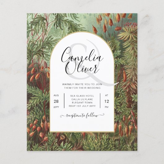 Vintage Botanical Green Terracotta Wedding invite チラシ (正面)