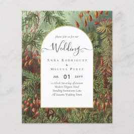 Vintage Botanical Green Terracotta Wedding invite チラシ