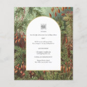 Vintage Botanical Green Terracotta Wedding invite チラシ (裏面)